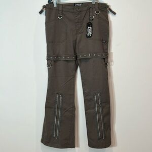 TRIPP NYC CURVE SUPER ZIPPER EYELET PANT OLIVE Plus size 14 new with tags